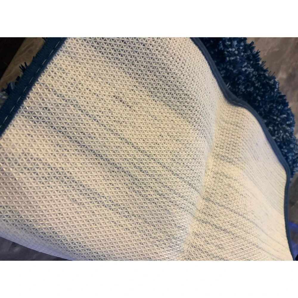 Plush Shaggy Bath Mat Rug Navy Blue Ombre Stripe Soft Absorbent‎ Non Slip